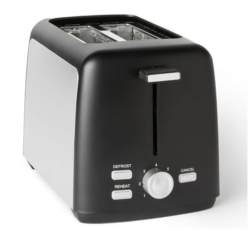 Tostadora Amazon Basics 2 rebanadas 800W 7 niveles ranuras extra anchas