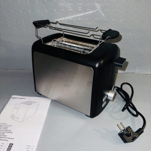 Tostadora Amazon Basics 2 rebanadas 800W 7 niveles ranuras extra anchas