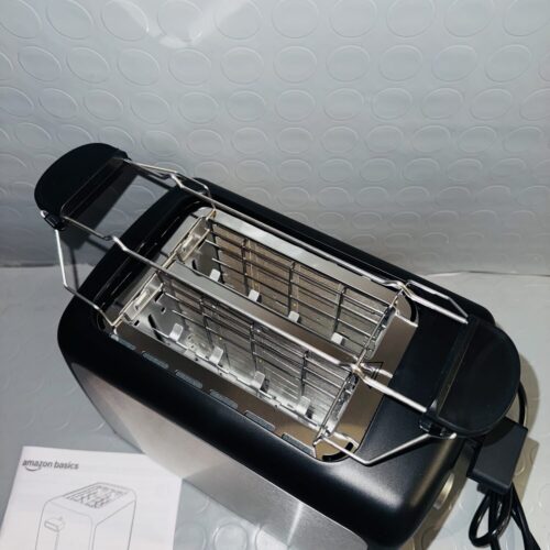 Tostadora Amazon Basics 2 rebanadas 800W 7 niveles ranuras extra anchas